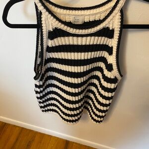 Women's Halter Crewneck Pullover Sweater - A New Day™ Cream/Black Striped L